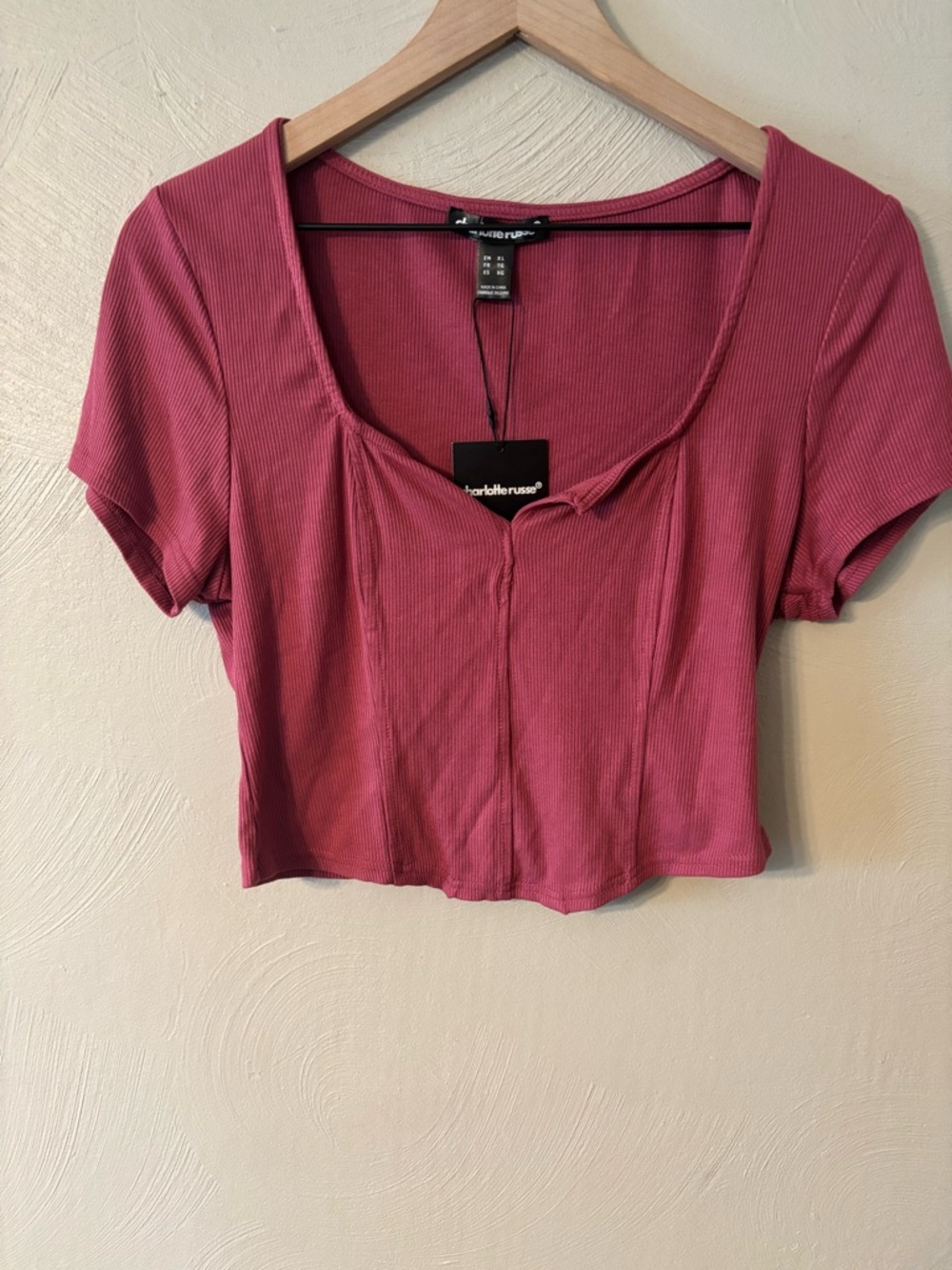 Charlotte Russe Mauve Ribbed Scoop Neck Crop Top